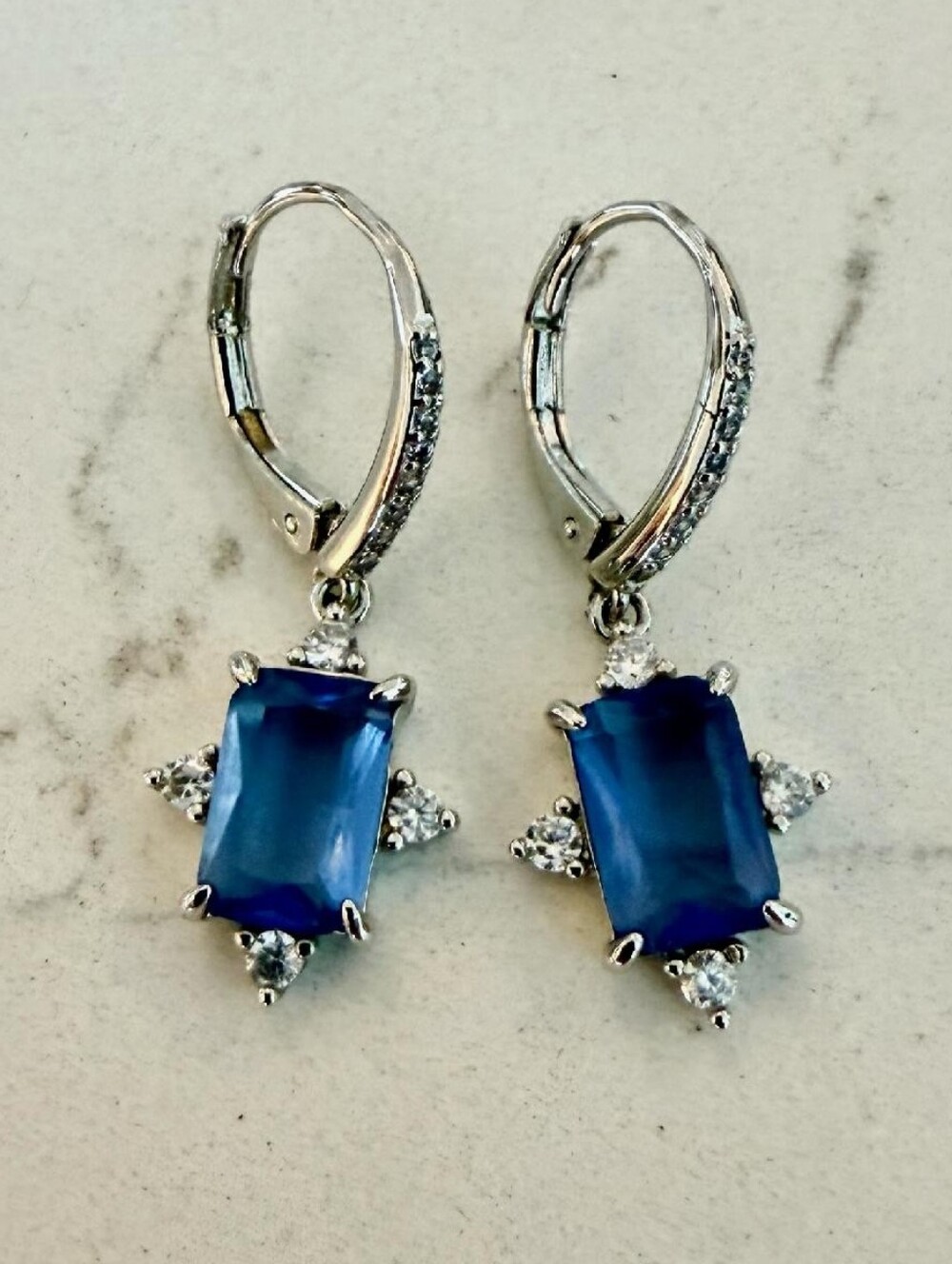 Bomb Party RBP4003 "Shimmer So Bright" Light Blue Sapphire Drop Earrings NWOT